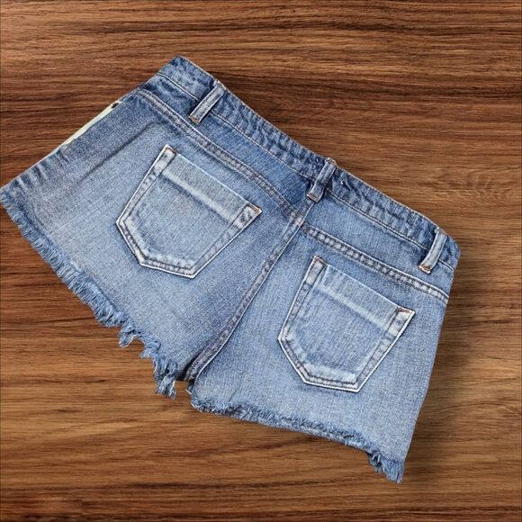 Trillium Y2K Denim Patchwork Low Rise Shorts Shorts - Picture 2 of 5